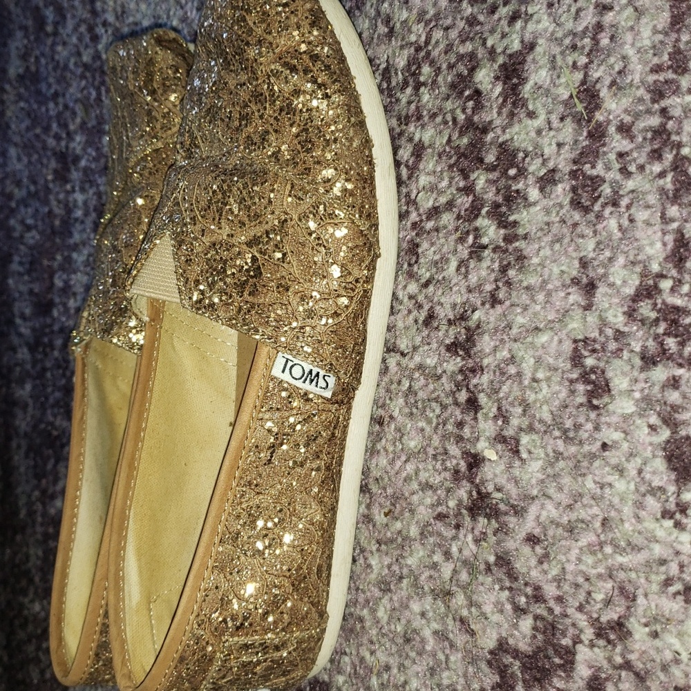 TOMS glitter rose gold